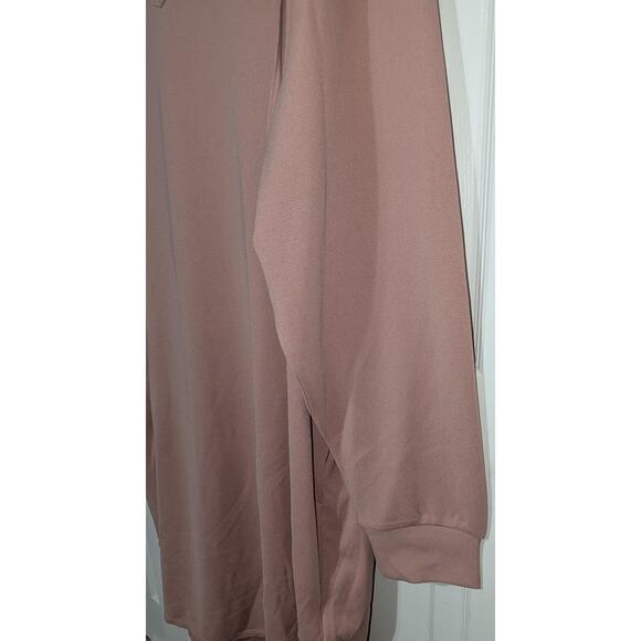 Halara Dress Large Rose Pink Hooded Sweatshirt V Neck Pocket Waffle Knit Casual - Picture 13 of 16